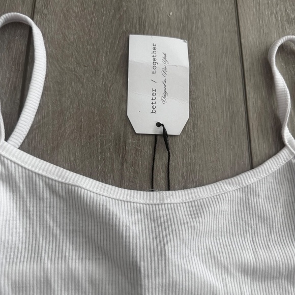NWT BETTER TOGETHER WHITE CAMI CROPPED - Picture 2 of 4